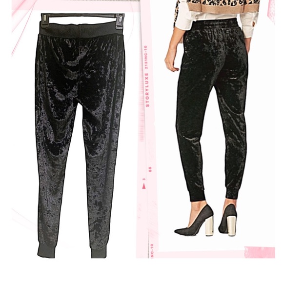 2/$30 REDFOX Joggers Black drawstring waist velvet joggers side pockets Size S - Picture 5 of 11